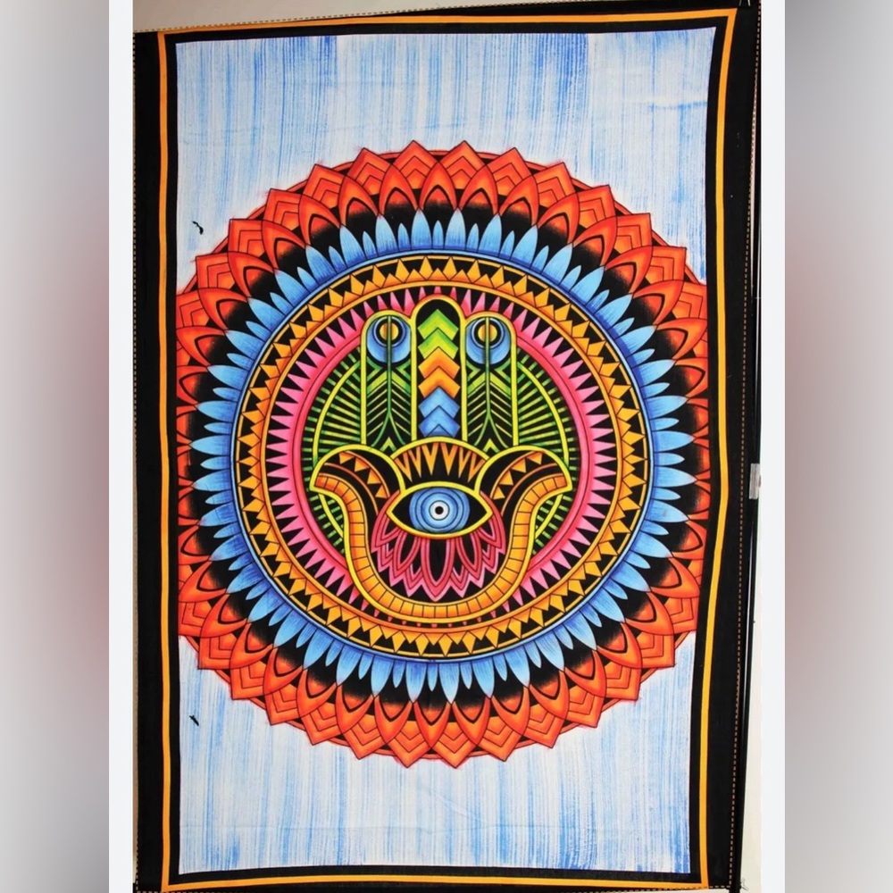 Hamsa Hand Mandala Bohemian Evil Eye Tapestry Z